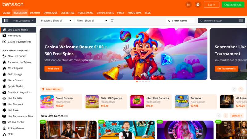 Bonuses at betsson